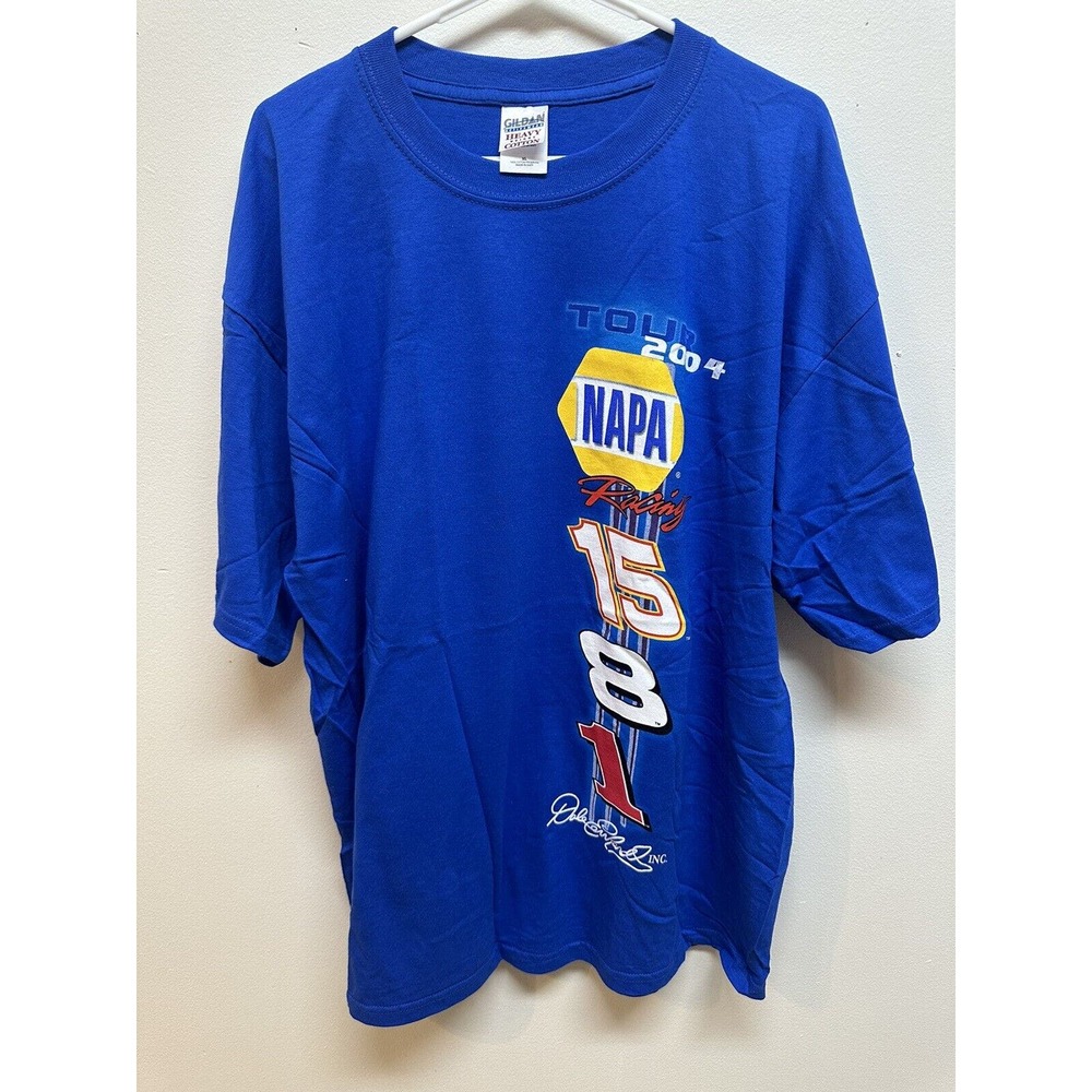 Vintage NAPA 2004 NASCAR Dale Earnhardt Schedule T-shirt Gildan XL Dk Blue K002